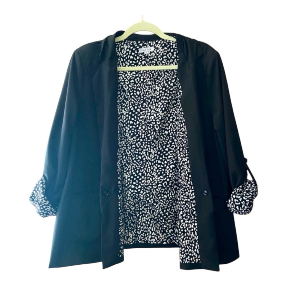 White Birch Women’s Black Blazer Jacket with Shoulder Pads  - Size 1X | Office